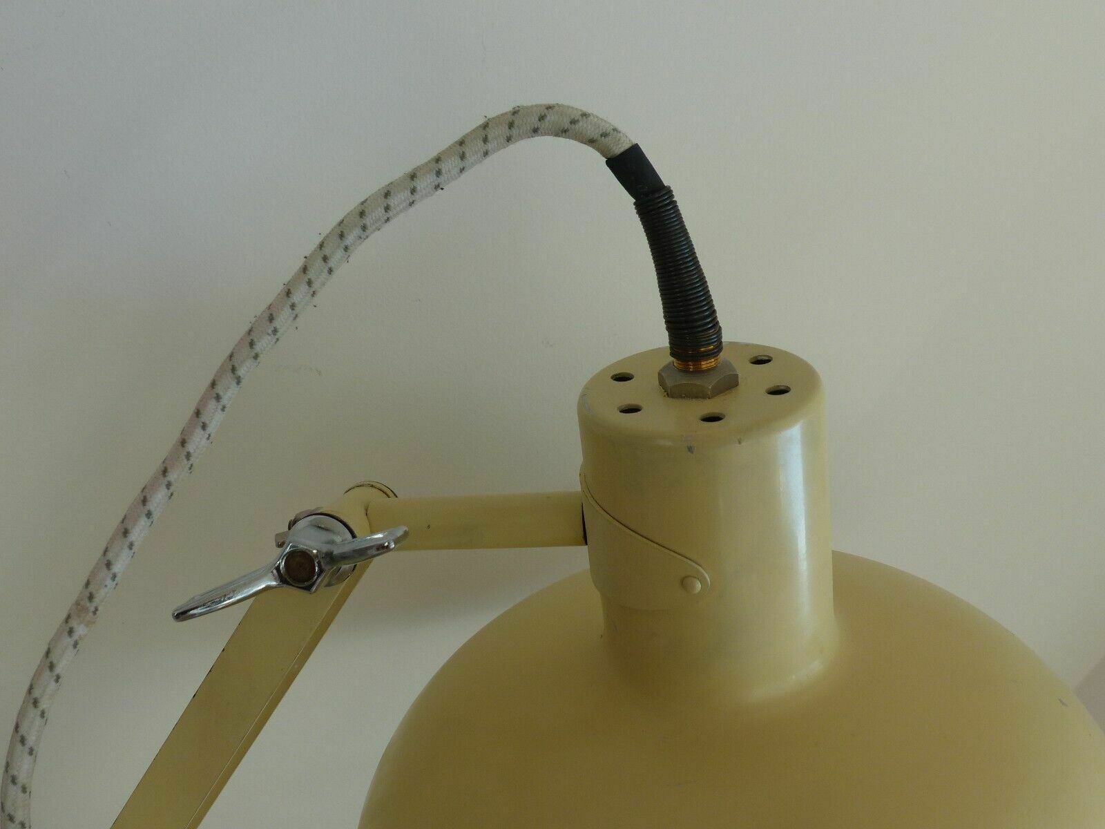 Mcm Vintage Retro Re Wired Converted Heat Lamp Desk / Side Lamp Large Dome Shade photo buy