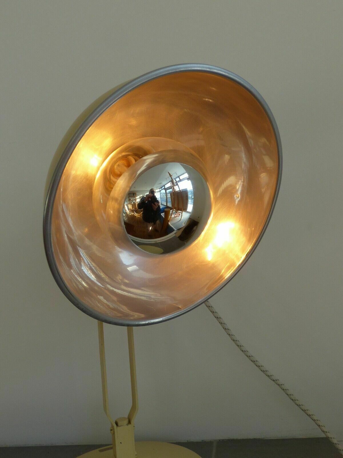 photo furniture Mcm Vintage Retro Re Wired Converted Heat Lamp Desk / Side Lamp Large Dome Shade