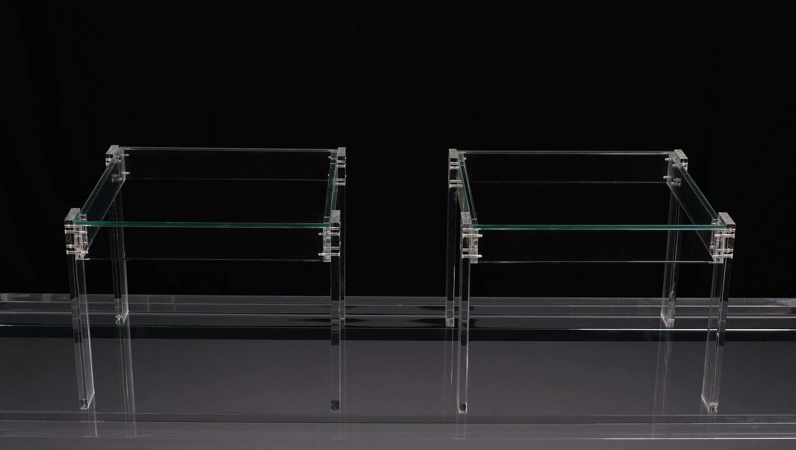 Vintage Square Small Lucite Side Tables 1970s France photo Furniture