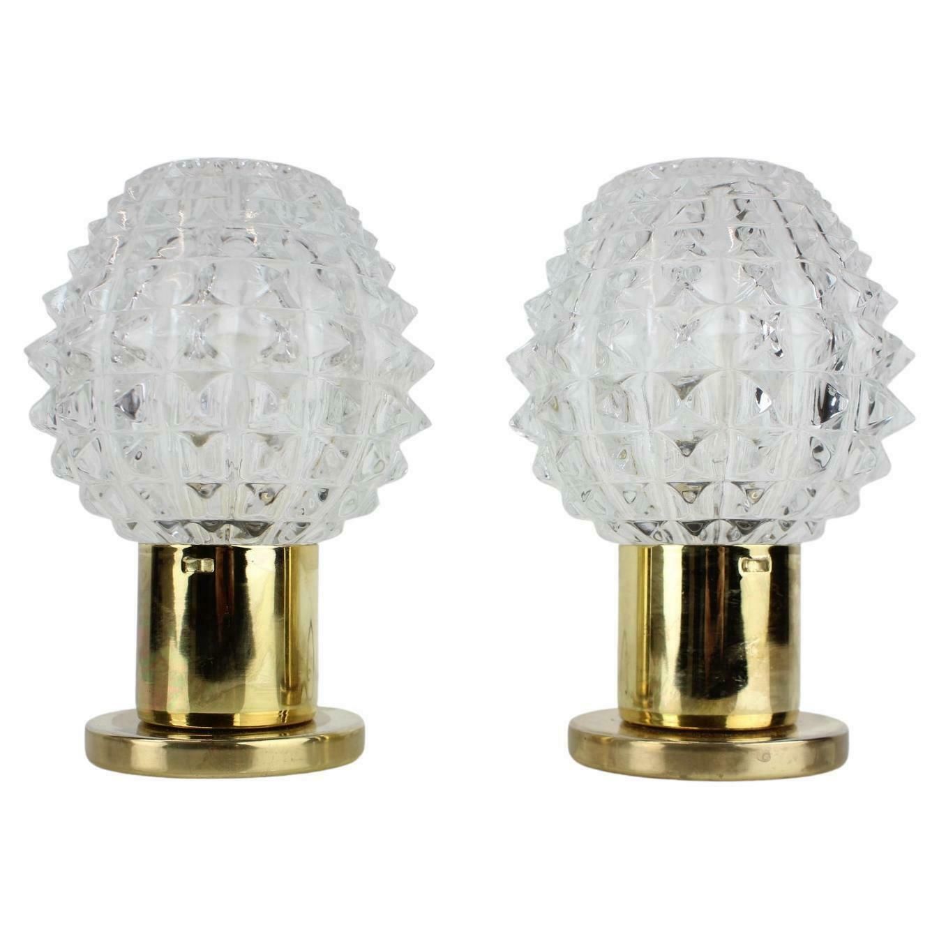 Pair Of Table Or Wall Lamps Preciosa Kamenický šenov 1960's