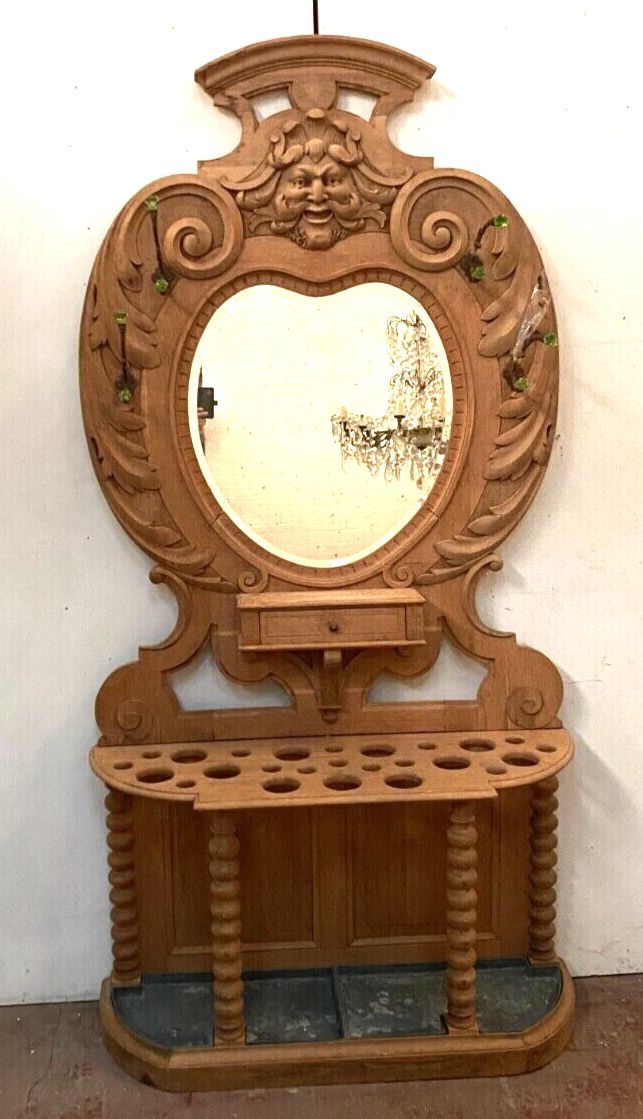 20th Century Carved Oak Coat Rack And Umbrella photo 1876.76864775