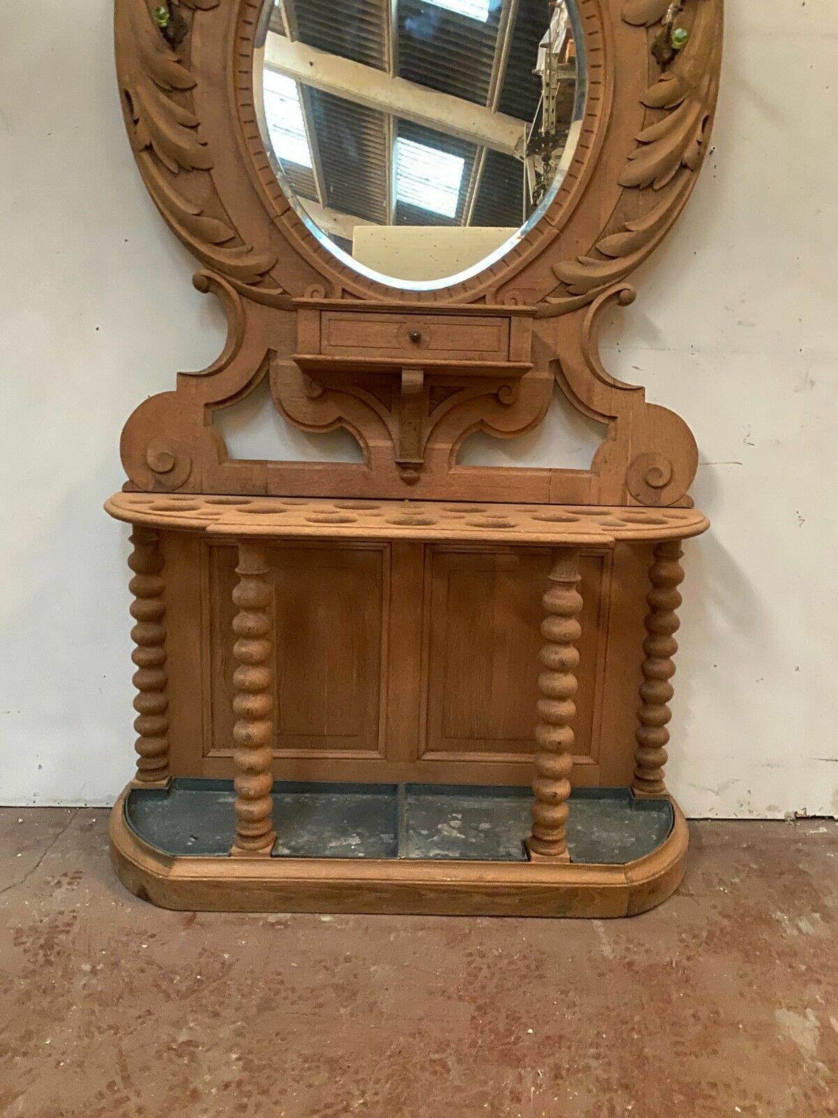 20th Century Carved Oak Coat Rack And Umbrella photo buy