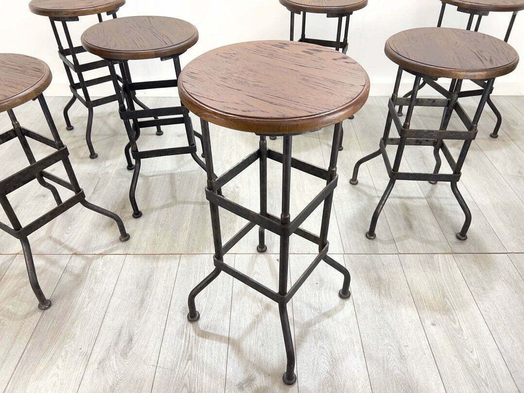 Industrial Factory Workshop Iron And Mahogany Bar Stool photo Furniture