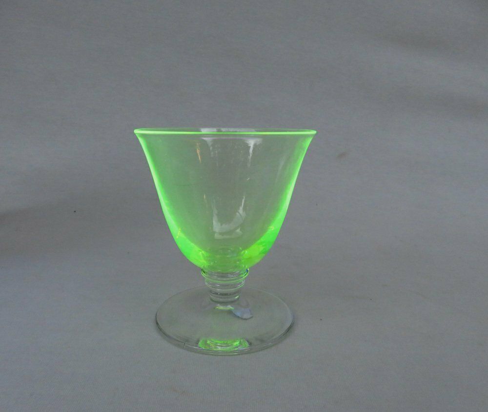 Art Deco Uranium Glass Liqueur Glasses 1920s Set Of 6 photo furniture