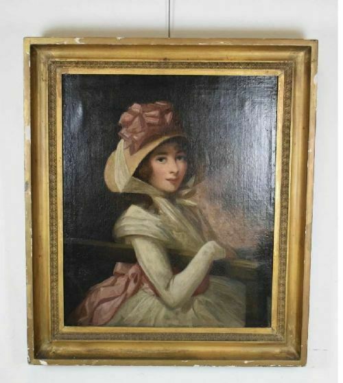 Portrait Of A Lady Oil On Canvas In Giltwood Frame