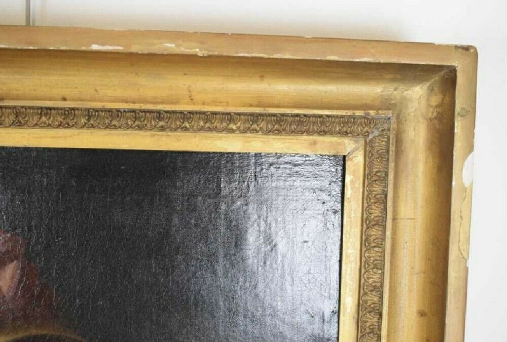 Art Portrait Of A Lady Oil On Canvas In Giltwood Frame photo