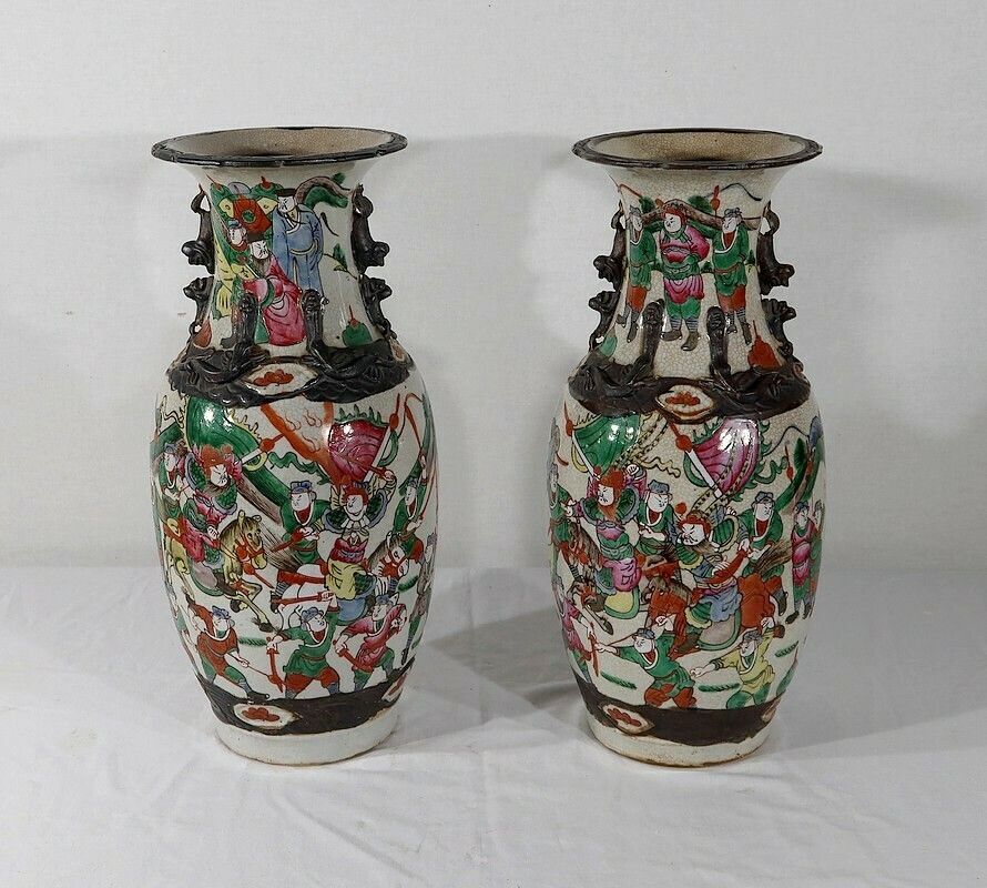 Pair Of Nanjing Porcelain Vases, China, Late 19th Century