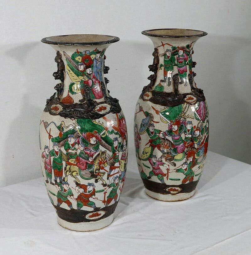 Pair Of Nanjing Porcelain Vases, China, Late 19th Century photo furniture