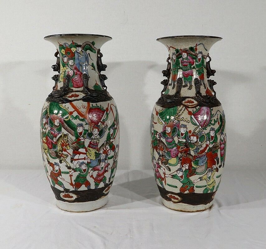 Pair Of Nanjing Porcelain Vases, China, Late 19th Century photo Home Decor