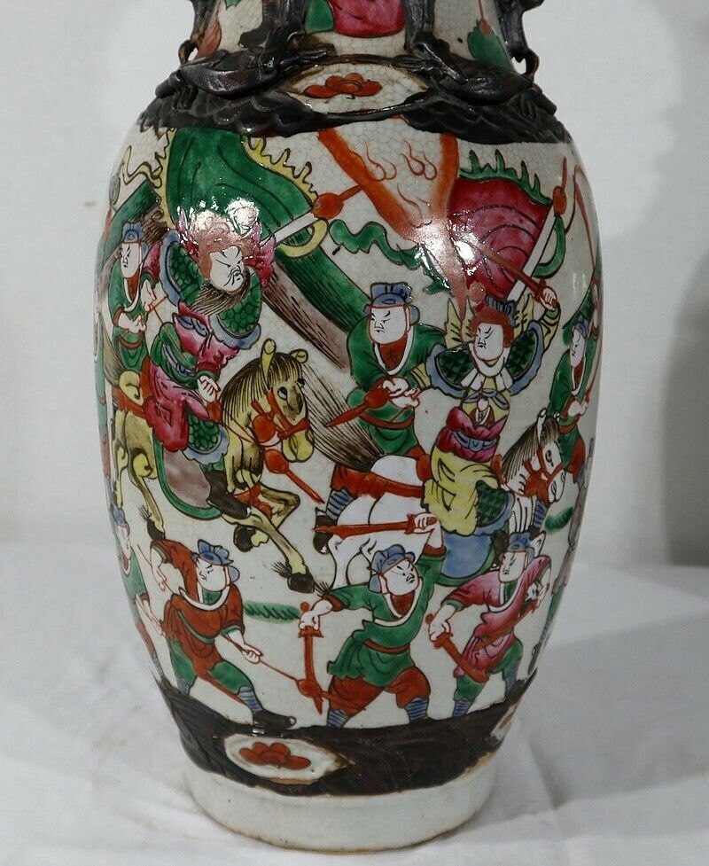 photo for sale Pair Of Nanjing Porcelain Vases, China, Late 19th Century
