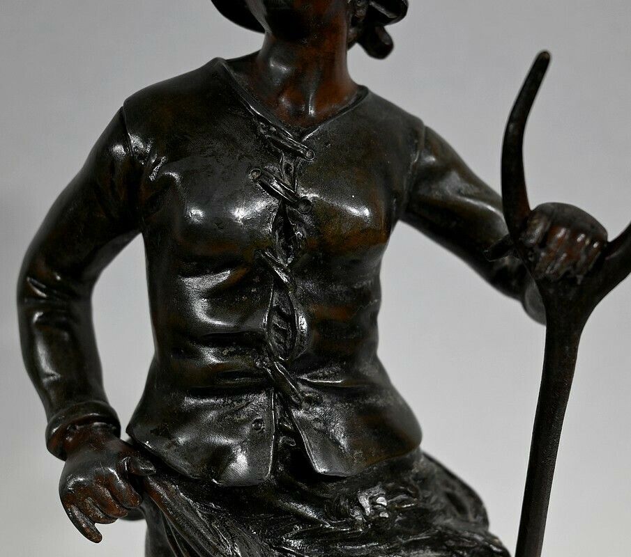 Important Spelter "End Of Day", After F. Moreau, Early 20th Century photo vintage