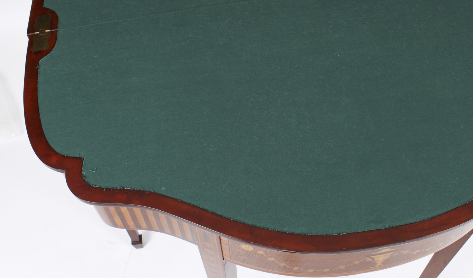 Antique Mahogany And Satinwood Inlaid Serpentine Card Console Circa 1880 photo vinterior