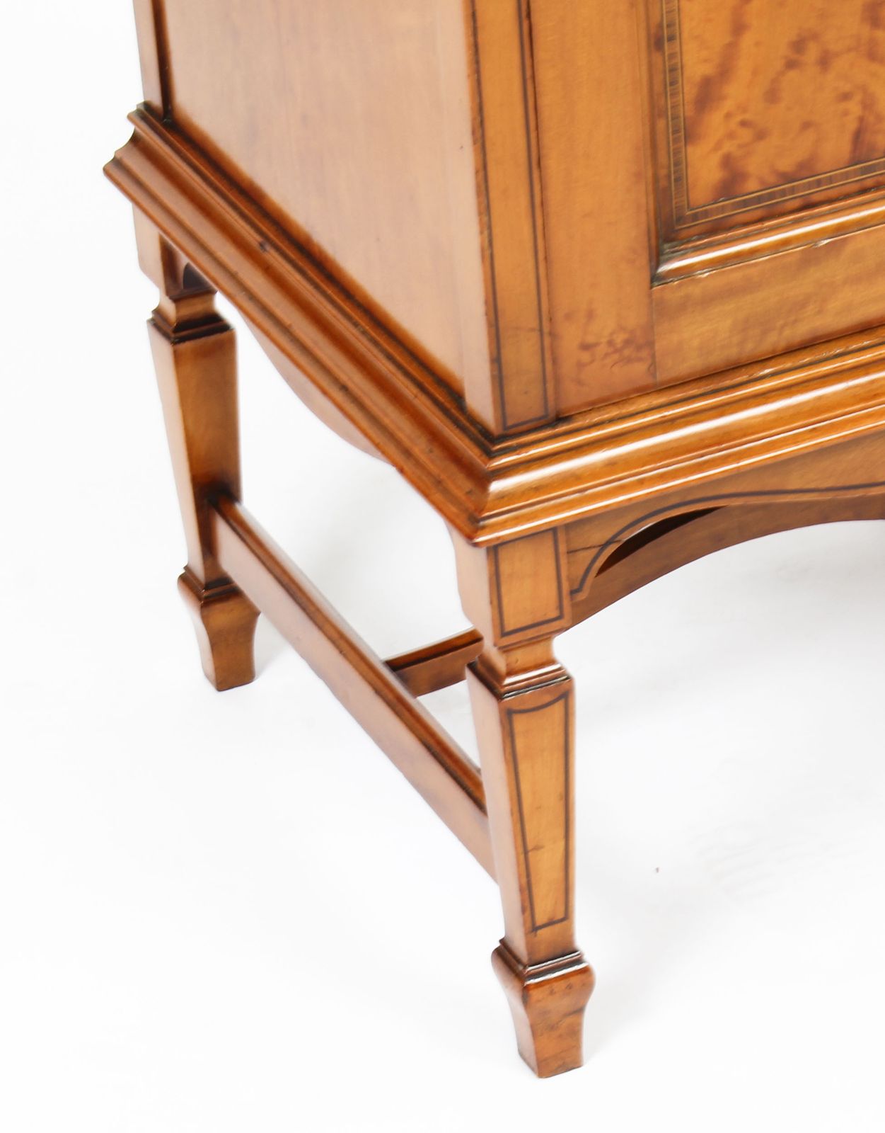 photo for sale Victorian Satinwood & Inlaid Bedside Cabinet C.1880 19th Century