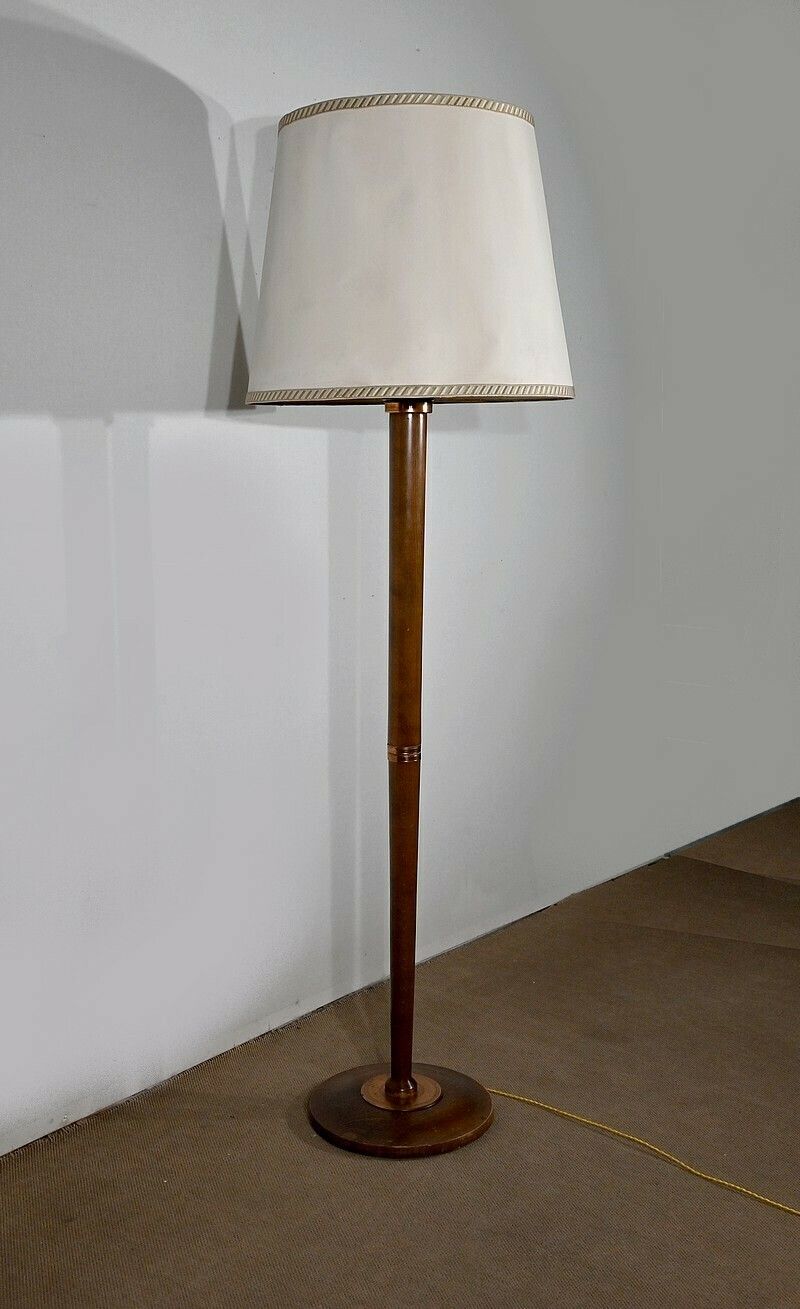 Art Deco Floor Lamp In Varnished Beech, 1940 photo for sale