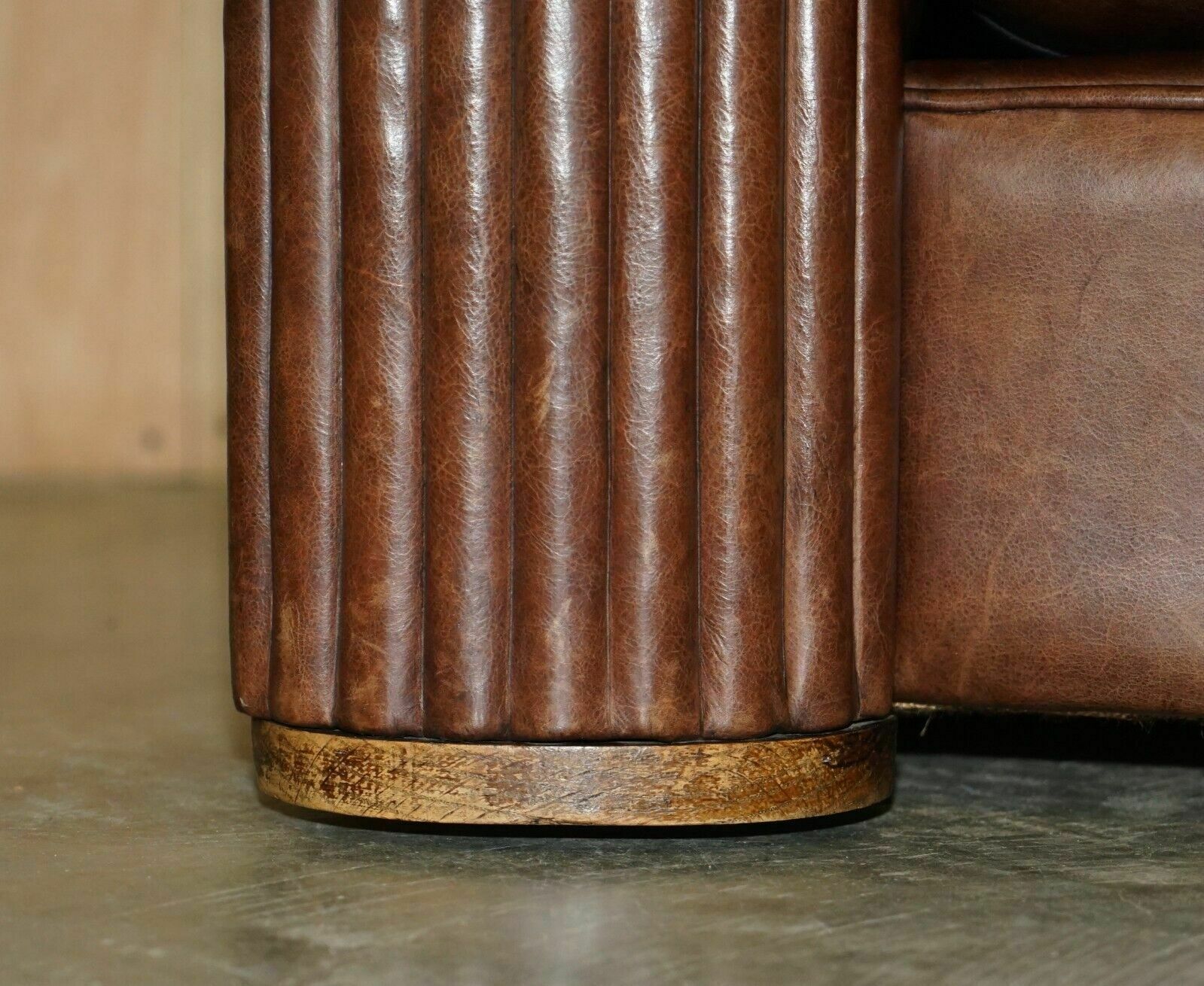 photo furniture Stunning Pair Of Original Art Deco Heritage Brown Leather Circa 1920's Armchairs