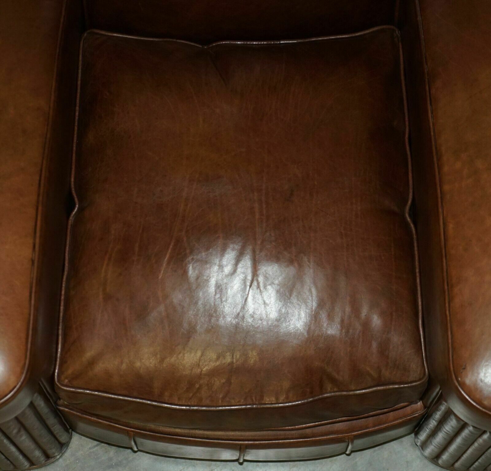 7000.0 Stunning Pair Of Original Art Deco Heritage Brown Leather Circa 1920's Armchairs photo