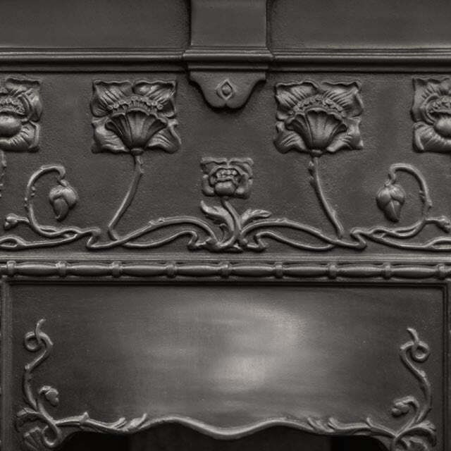 Antique Art Nouveau Cast Iron Combination Fireplace photo for sale