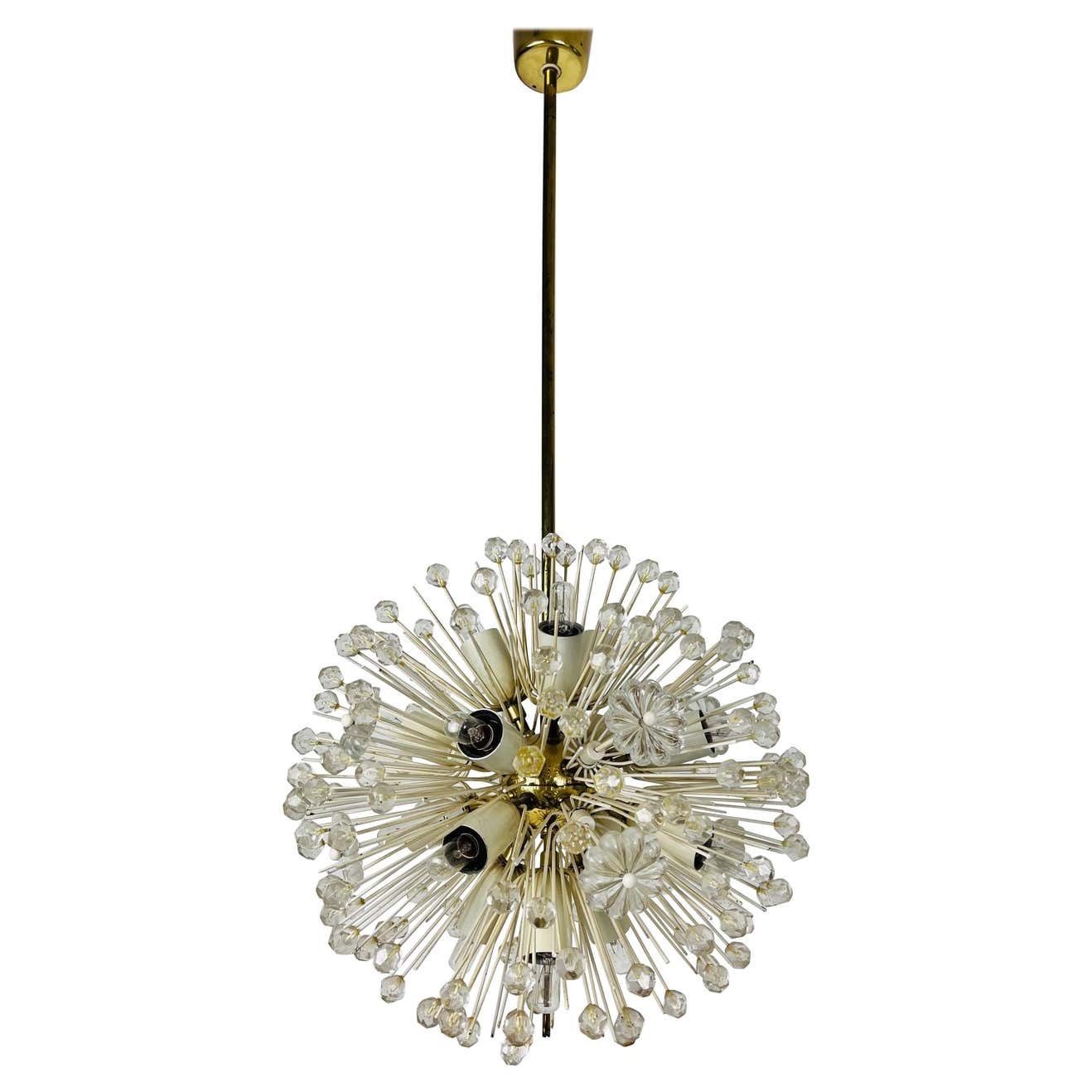 Glass And Brass Sputnik Chandelier By Emil Stejnar For Rupert Nikoll, 1960s