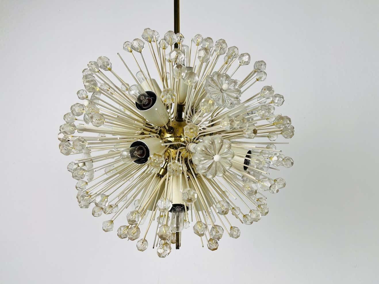 Glass And Brass Sputnik Chandelier By Emil Stejnar For Rupert Nikoll, 1960s photo for sale