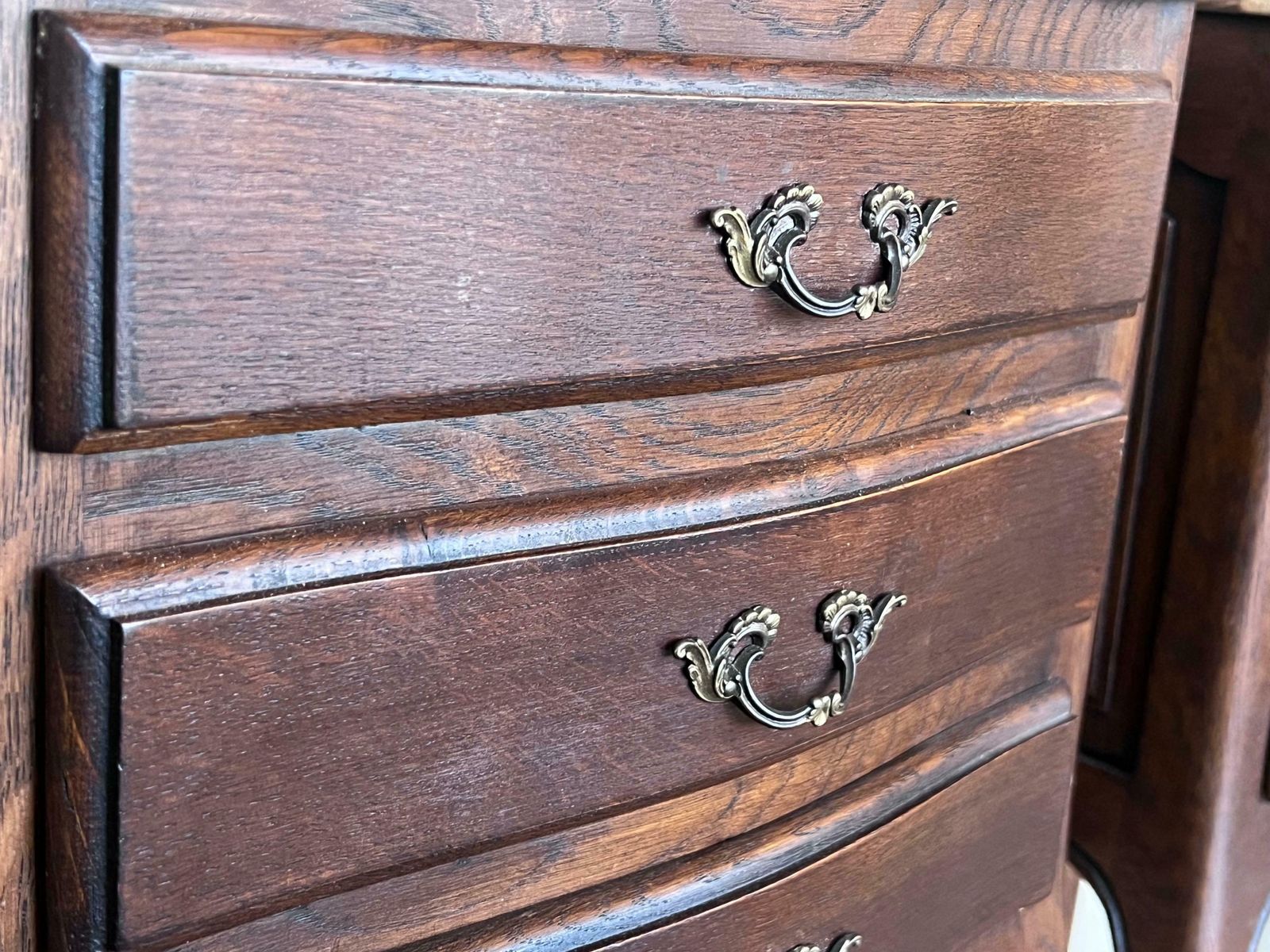 photo for sale Antique Louis XV French Darkness Oak Nightstands, Set Of 2
