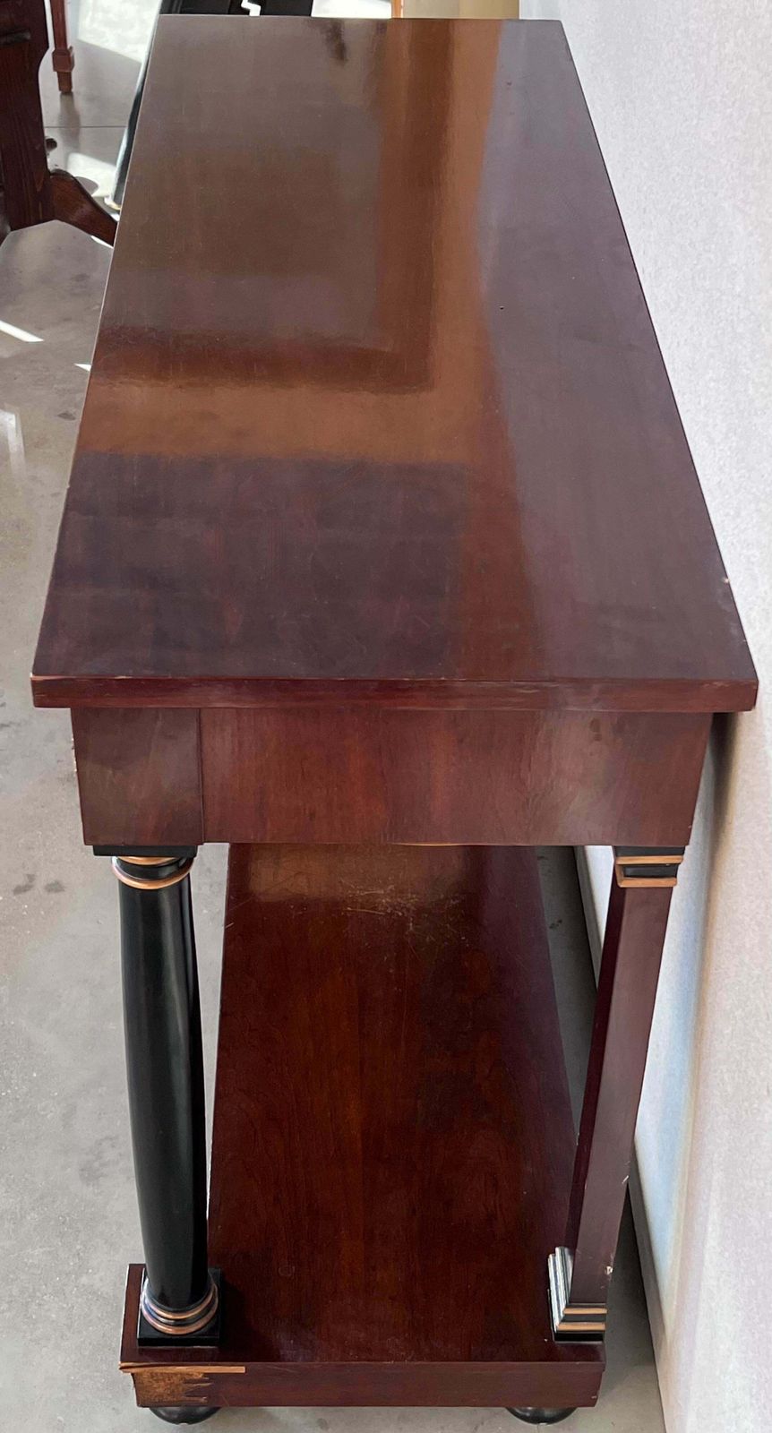 Biedermeier Console With Ebonized Columns And Bronze Mounts And Drawer photo 3463.0