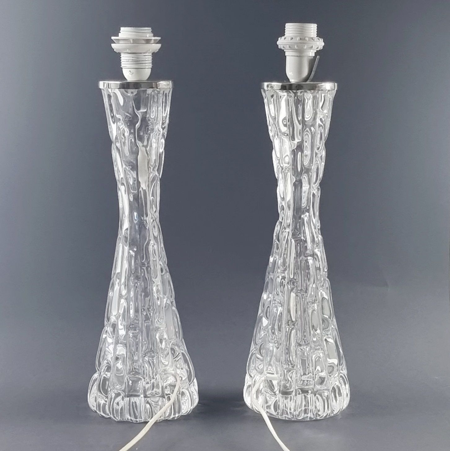 Pair Of Large Mid Century Crystal Glass Table Lamps By Carl Fagerlund For Orrefors, Sweden, 1960s photo furniture