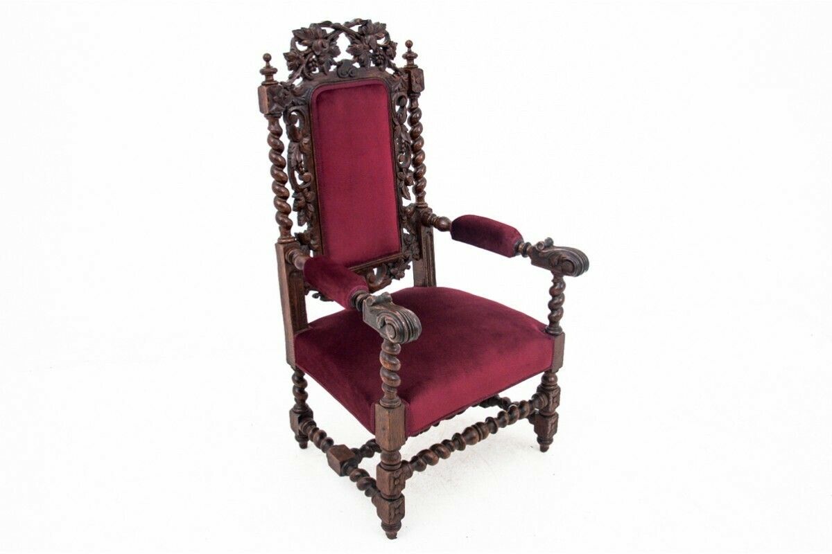 Antique Armchair   Throne, France, Around 1890. After Renovation. photo for sale