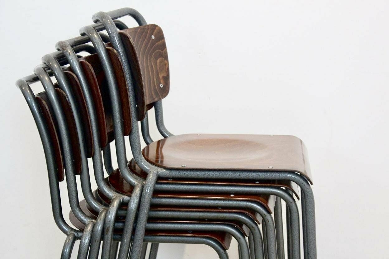Industrial Plywood Th Delft Chair By W.H. Gispen, 1950s photo for sale
