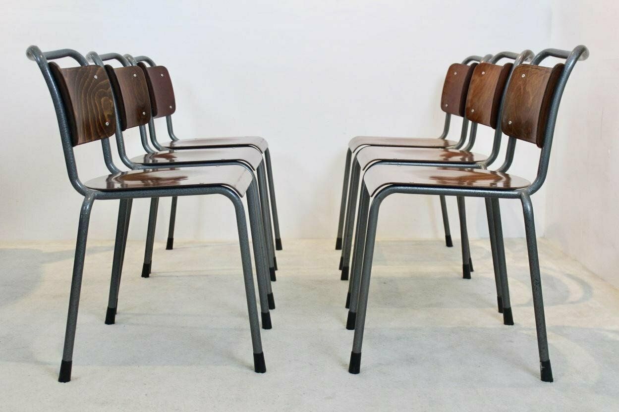 Industrial Plywood Th Delft Chair By W.H. Gispen, 1950s photo vintage