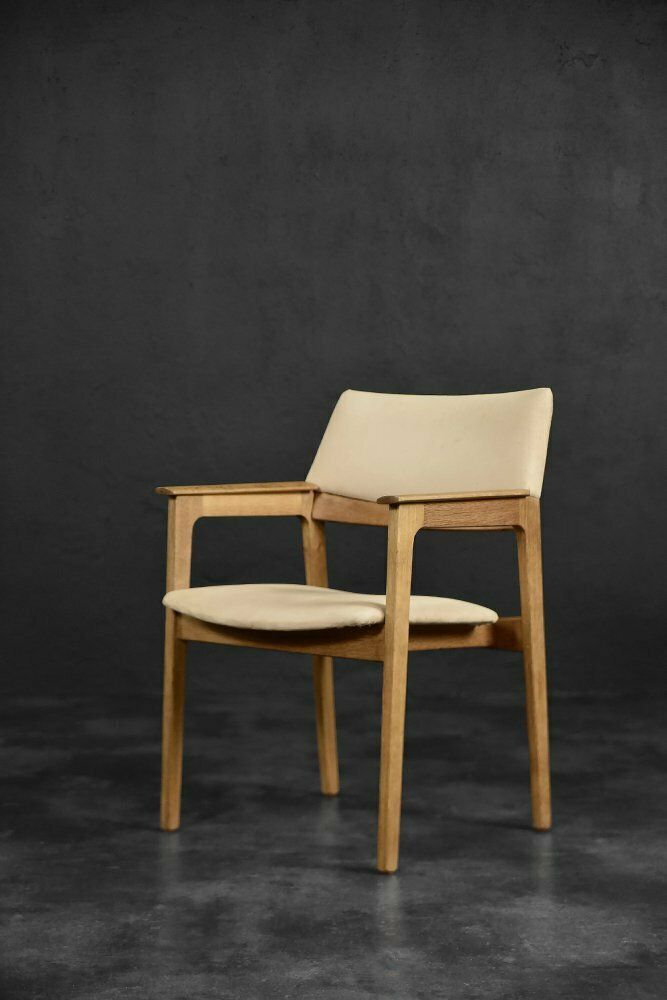Mid Century Scandinavian Modern Oak Executive Chair In Alcantara Fabric, 1960s photo 1019.0