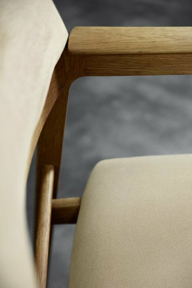 photo furniture Mid Century Scandinavian Modern Oak Executive Chair In Alcantara Fabric, 1960s