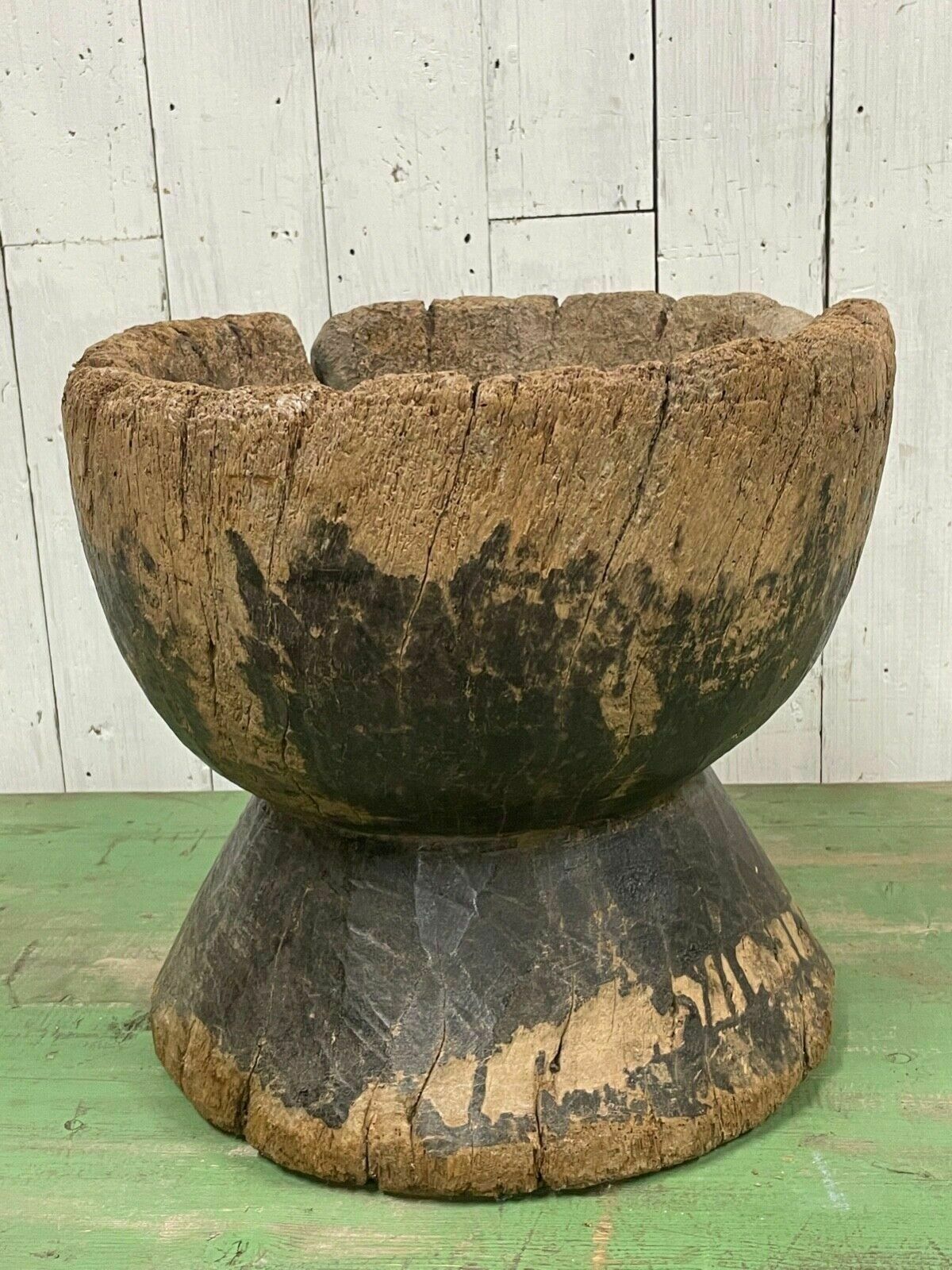 Vtg Rustic Bowl Tree Garden Pancheon Planter Century Pot Swedish Tub Design Folk photo for sale