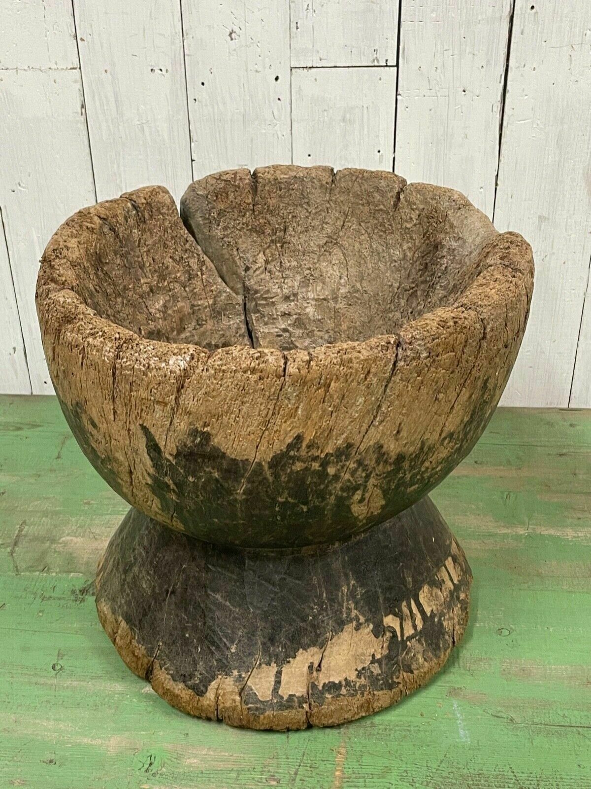 Vtg Rustic Bowl Tree Garden Pancheon Planter Century Pot Swedish Tub Design Folk photo Garden Decor