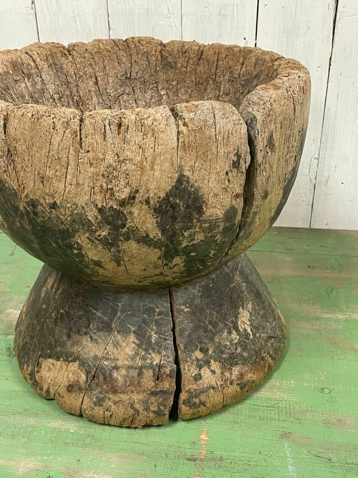 Vtg Rustic Bowl Tree Garden Pancheon Planter Century Pot Swedish Tub Design Folk photo vinterior