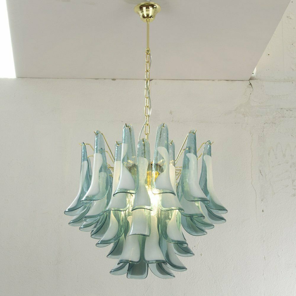 Italian Blue And White Murano Glass Pendant Lamp, 1990s photo Lighting