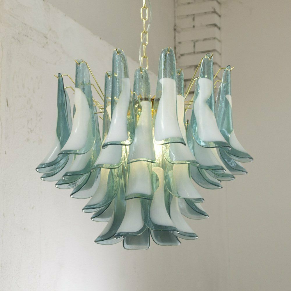 photo furniture Italian Blue And White Murano Glass Pendant Lamp, 1990s