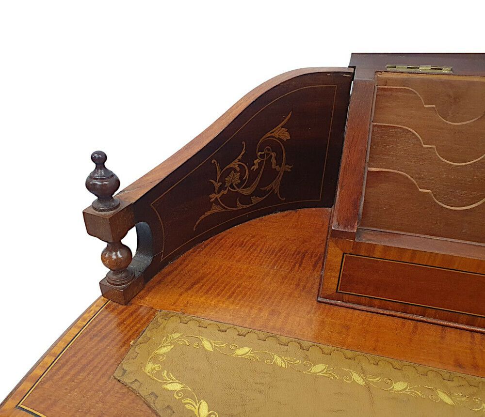 A Fine And Unusual Edwardian Inlaid Leather Top Desk photo vintage