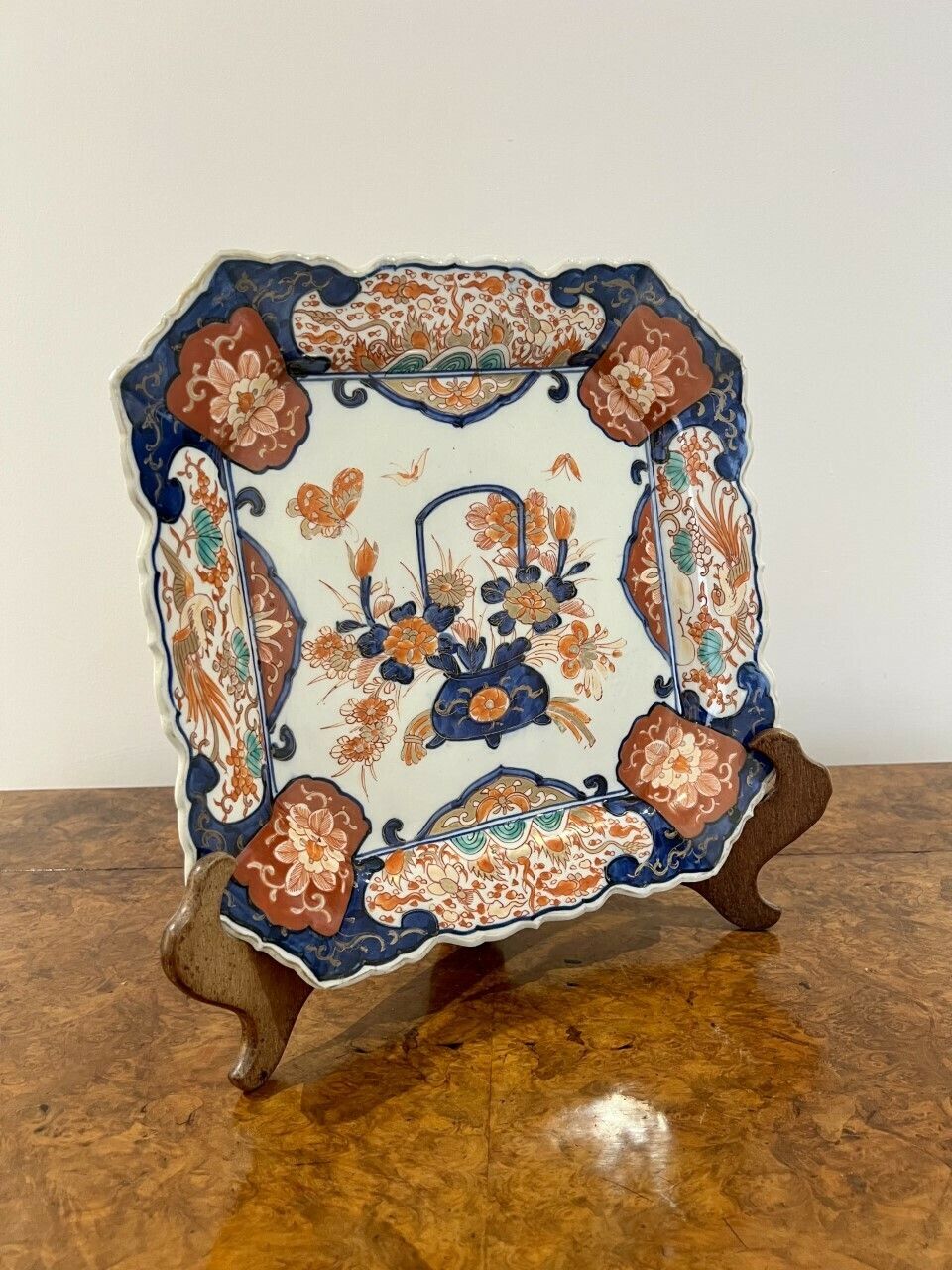 Fine Quality Antique Hand Painted Japanese Large Imari Square Plate photo Home Decor