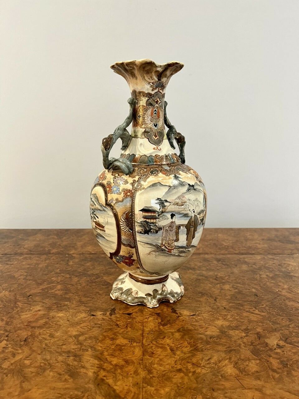 Antique Japanese Quality Satsuma Hand Painted Vase photo furniture