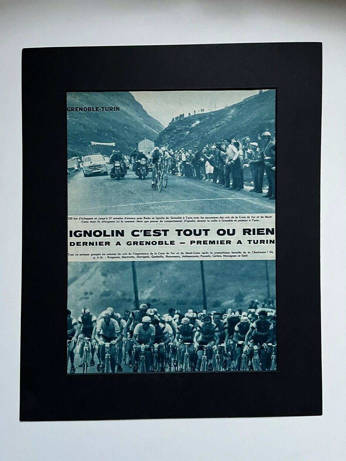 Original Vintage French Cycling Print Grenoble  Turin 1961x