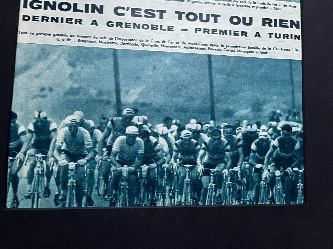 Original Vintage French Cycling Print Grenoble  Turin 1961x photo furniture