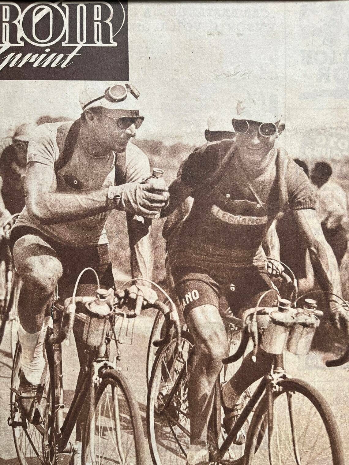 1948 Original Vintage Tour De France Cycling Print  Guy Lapebie Charles Pelissier photo furniture