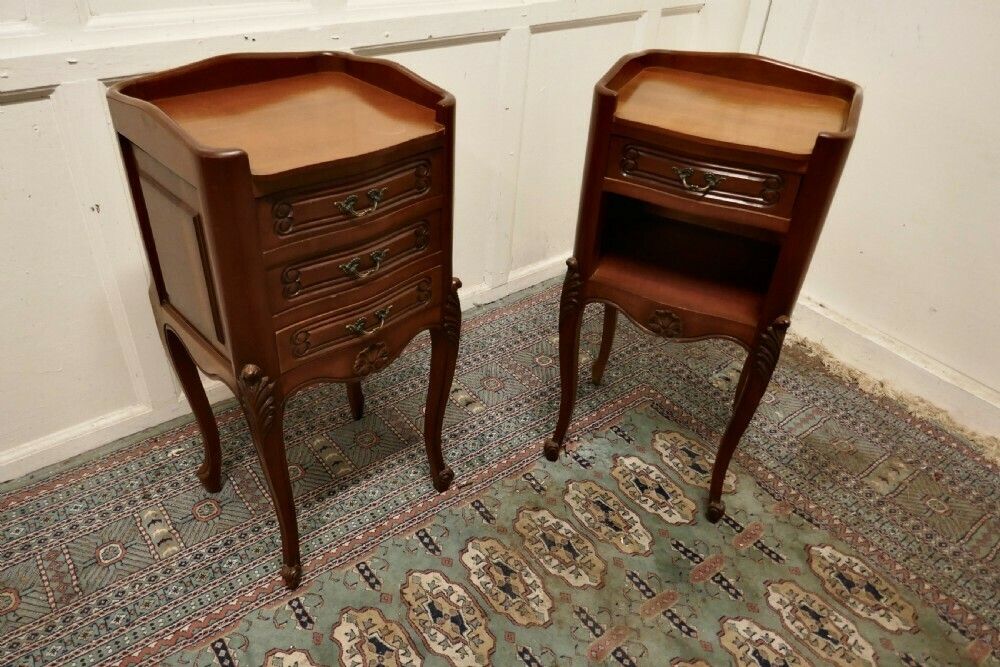 Pair Of French Cherry Wood Bedside Cabinets Or Cupboards photo for sale