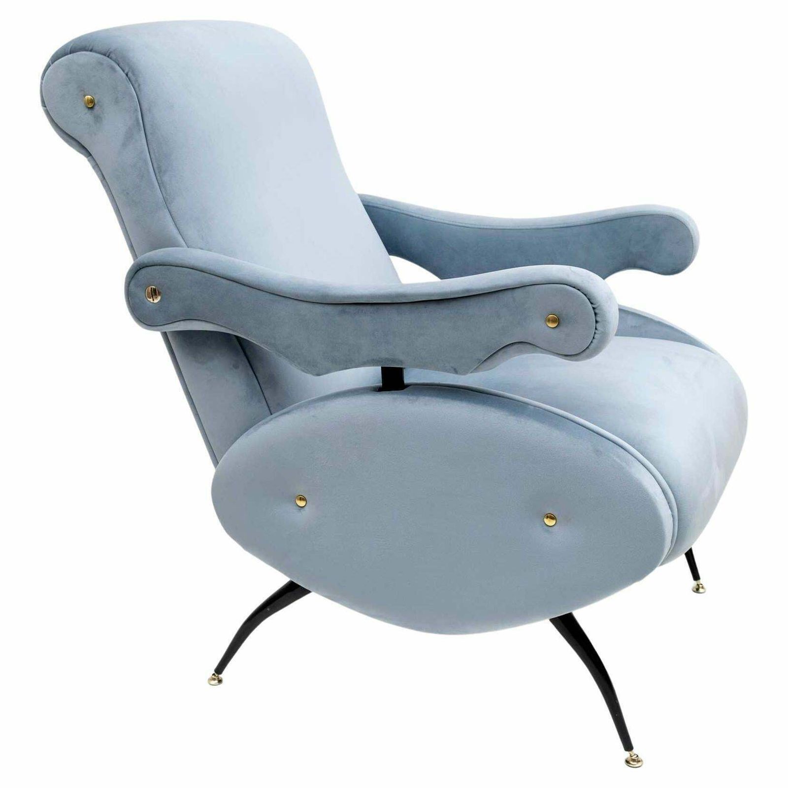 Nello Pini Mid Century Modern Italian Velvet Reclining Armchair By Novarredo, 50