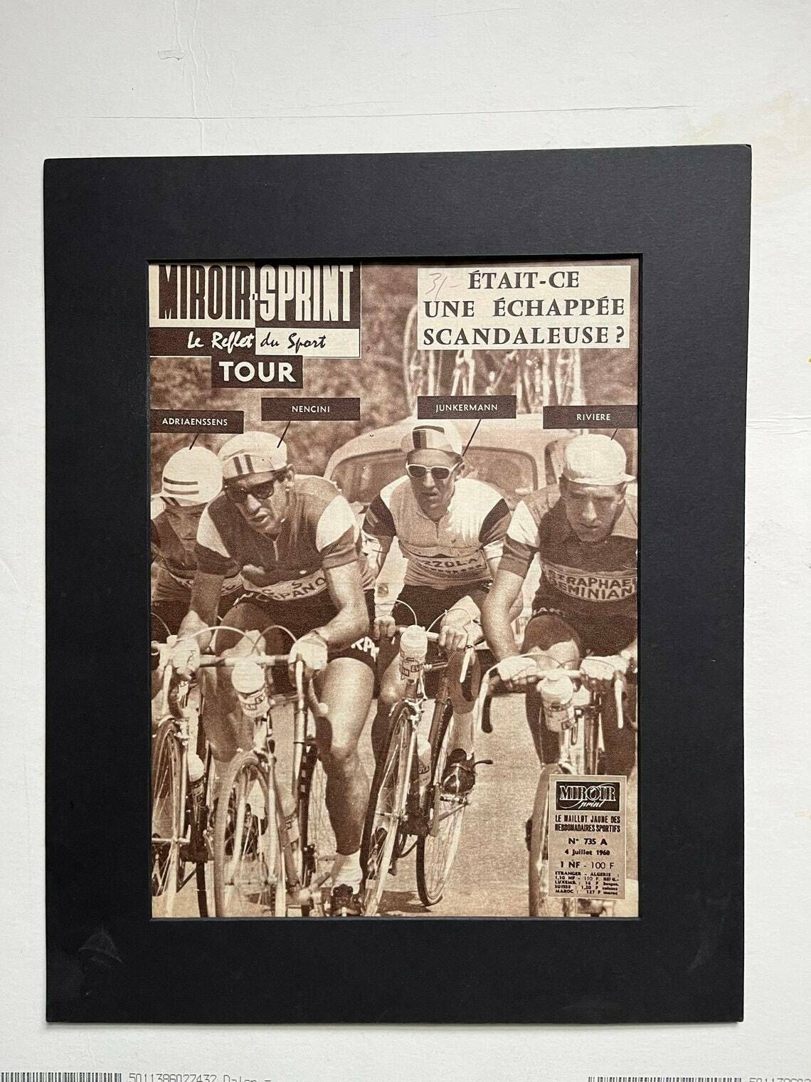 1960 Original Vintage Tour De France Cycling Print   Roger Rivière Gaston Nencini