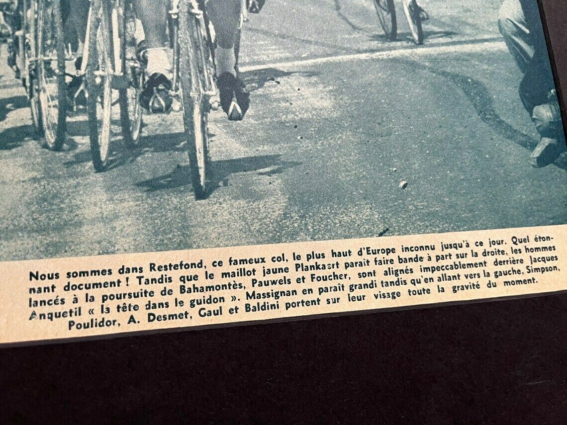 Original 1960 Vintage Tour De France Cycling Print. Anquetil, Simpson, Poulidor photo Art