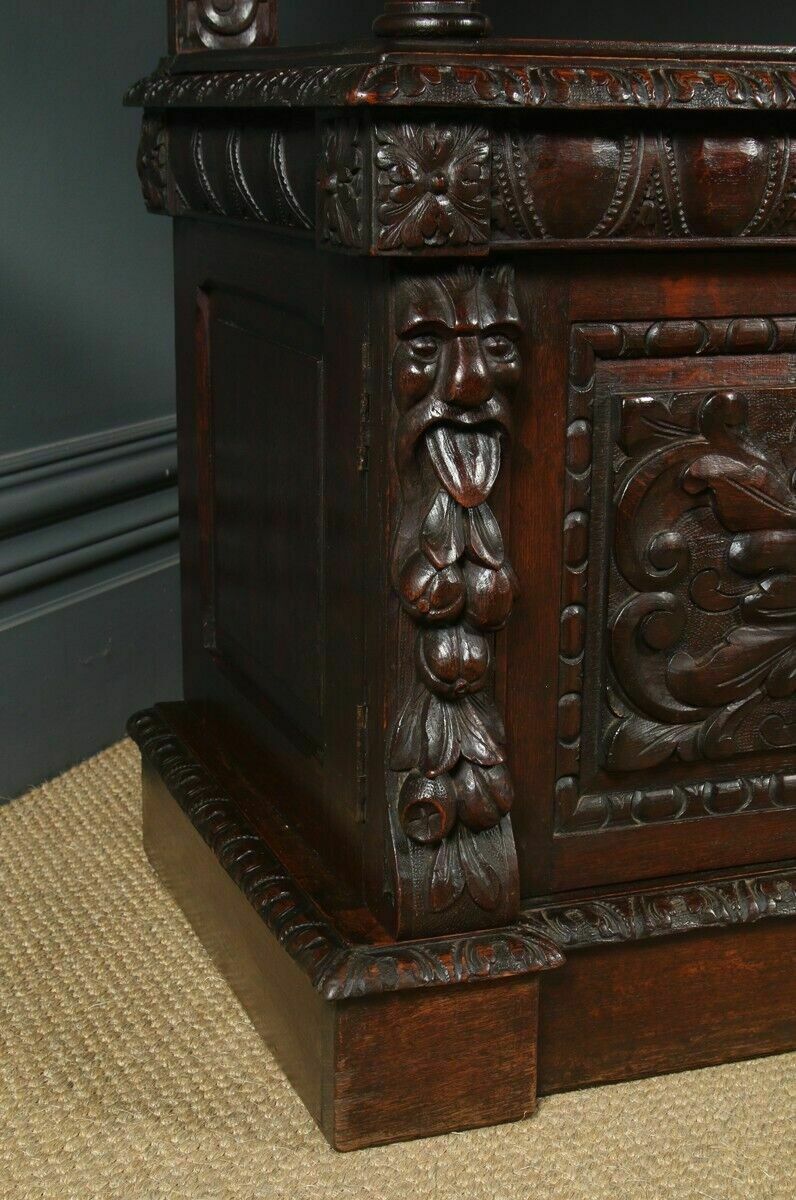 Antique English Victorian Carved Oak Green Man Buffet C1880 photo 1295.0