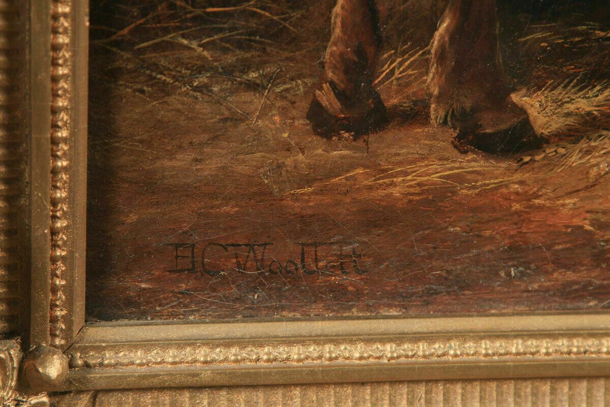 photo for sale Antique English Victorian Oil Painting Horse Country Scene Henry Charles Woolett