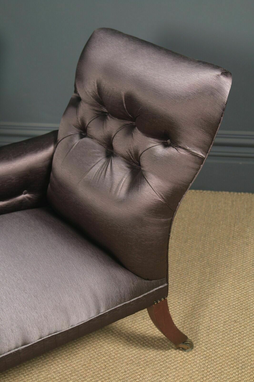 Antique English Matched Pair Of Regency Mahogany Upholstered Chaise Longues Day Beds (C.1825) photo vinterior