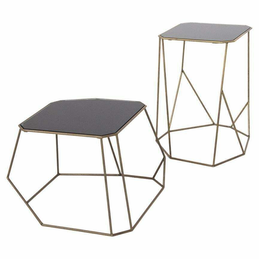 Italian Vintage Pair Of Coffee Tables In Brass And Opal Glass